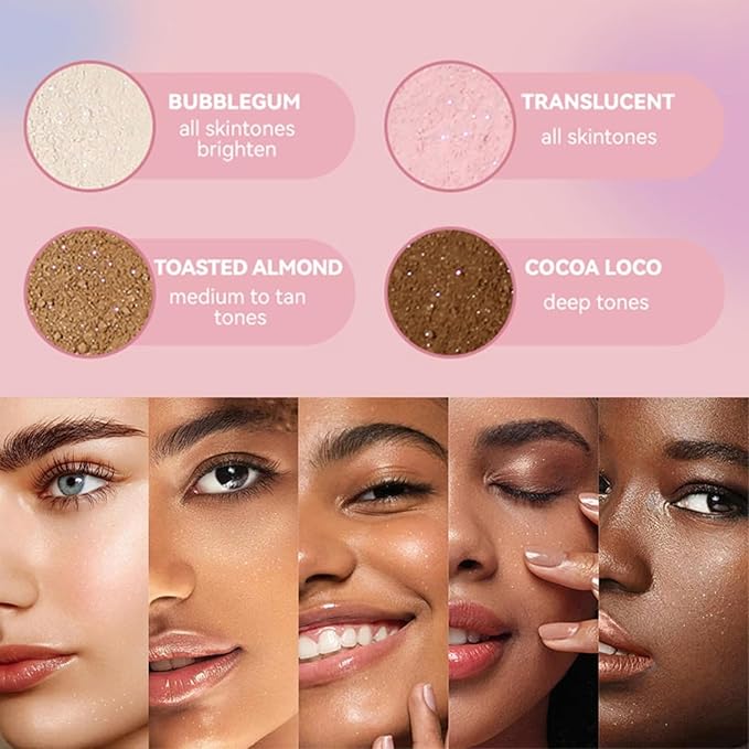 Oil Control Loose Powder, Translucent Setting Powder, Long-Lasting Shimmer, Lightweight Face Powder for Women, Polvo Traslúcido Maquillaje (03#, 1pc)