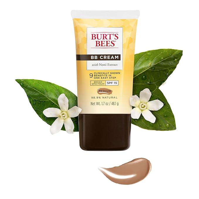 Burt's Bees BB Cream With SPF 15, Broad-Spectrum Sunscreen Tinted Lotion for All Skin Types, 98.9 Percent Natural Origin Skin Care, Medium, 1.7 oz. Tube