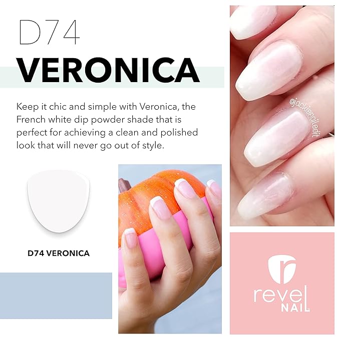 Revel Nail Dip Powder - Clear and French Powder Dip Nail Polish, Chip Resistant Dip Nail Powder with Vitamin E and Calcium, DIY Manicure, Vivien & Veronica