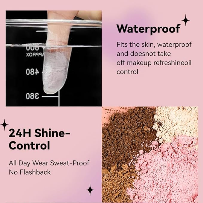 Oil Control Loose Powder, Translucent Setting Powder, Long-Lasting Shimmer, Lightweight Face Powder for Women, Polvo Traslúcido Maquillaje (03#, 1pc)