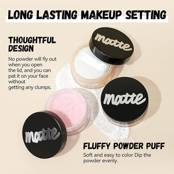 Face Loose Setting Powder, Translucent Long-lasting Waterproof Concealer Powder Light Breathable Oil-controlling, Smooth Matte Finish for Daily Face Makeup (02# Pink, 0.21 oz)