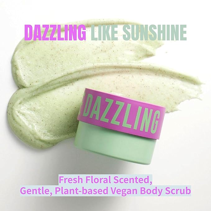 Dear Doer] Dazzling Body Scrub - Radiant & Gentle Exfoliator with Grape Seed & Plant-Derived Cellulose to Remove Dead Skin Cells with Vitamin C, Fresh Floral Scent, Vegan, 10.1 fl oz (300 ml)