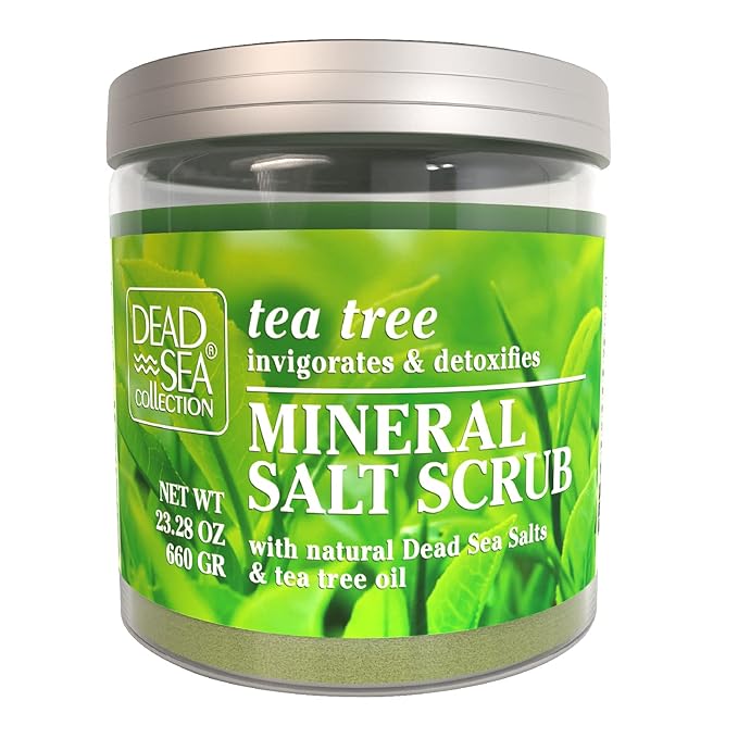 Bundle-Dead Sea Collection Salt Body Scrub -2 X Large 23.28 OZ - Salt Body Scrub Tea Tree + Salt Body Scrub Argan- Exfoliating Effect - Includes Organic Essential Oils and Natural Dead Sea Minerals