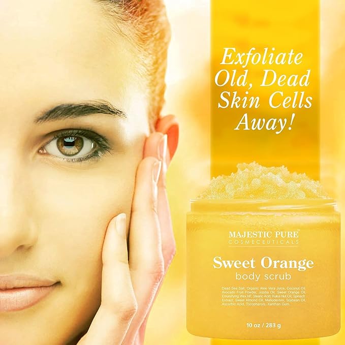 Majestic Pure Sweet Orange Scrub (10 oz) and Tea Tree Scrub (10 oz) Bundle