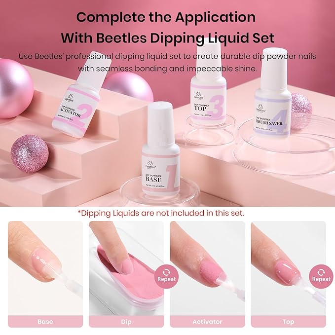 Beetles Dip Powder Nail Kit 6 Color Nude Pink Brown Dip Nails Powder Starter Kit All Season Nail Dip Powder Kit No Need Nail Lamp DIY Salon at Home for Women