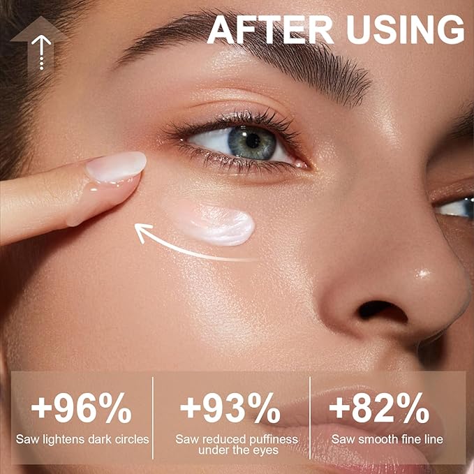 5% Caffeine Eye Cream for Dark Circles Under Eye Treatment Eye Serum for Wrinkles Fine Lines, Retinol Eye Care Eye Cream for Puffiness and Bags Eye Serum with 360° Massage Roller-Ball (Light Purple)