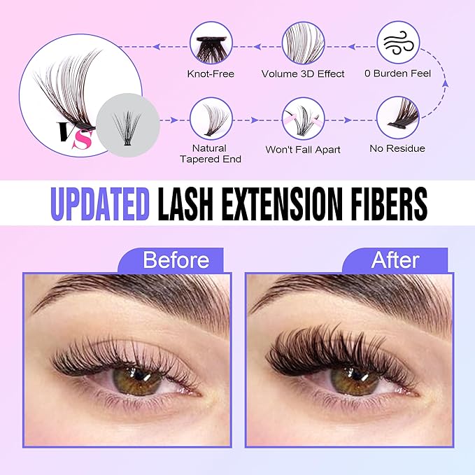 Pawotence Lash Extension Kit DIY 280pcs Brown Lash Clusters Eyelash Extension Kit 40D 9-16mm Individual Lashes Kit with Lash Bond and Seal Lash Tweezers for Self Use (Brown 40D, 9-16mm, Kit)