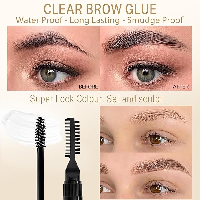 Microblading Eyebrow Pen Kit - Waterproof Brow Makeup Set with Eyebrow Pencil, Eyebrow Gel Clear, Eyeliner, Dual-ended Eyebrow Brush, Natural Looking Brows with Long-Lasting All-Day Hold - Dark Brown
