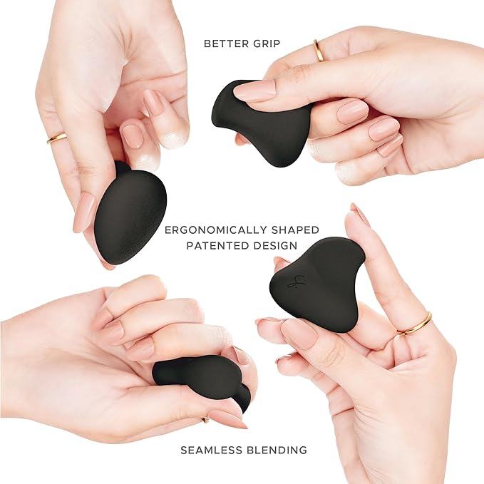 Complexion Pro Beauty Blender Sponge, Black, Single - Ergonomic Makeup Sponge and Beauty Blender, Essential Make up and Blending Sponge, Multipurpose Makeup Kit Facial Sponge
