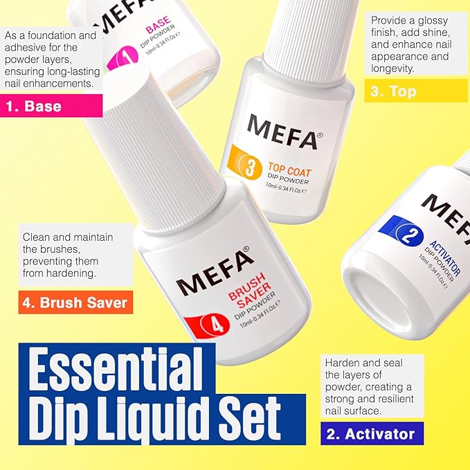MEFA Dip Powder Nail Kit 32 Colors Spring Summer, Hot Pink Pastel Violet Neon Orange Glitter Shimmery Dipping Powder with Base Top Coat Activator Brush Saver Liquid Set French Nail Art Manicure Salon