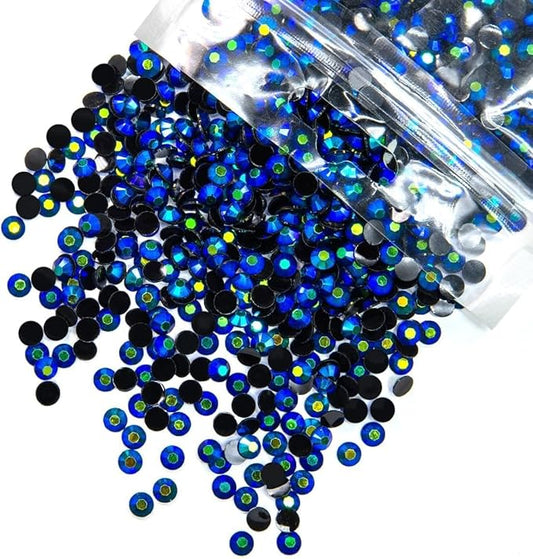 10000PCS 2mm Sapphire Blue AB Resin Rhinestones for Crafting Flatback Jelly Stones Bulk SS6 Black Blue Diamonds Gems Charms for Nails Face Eyes Makeup Tumblers DIY Crafts Shoes Clothes Shoes