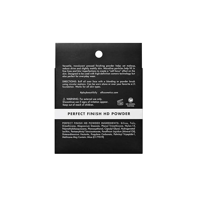 e.l.f. Perfect Finish HD Powder, Blurs Fine Lines & Imperfections, All Day Wear, Perfect for On The Go, 0.28 Oz