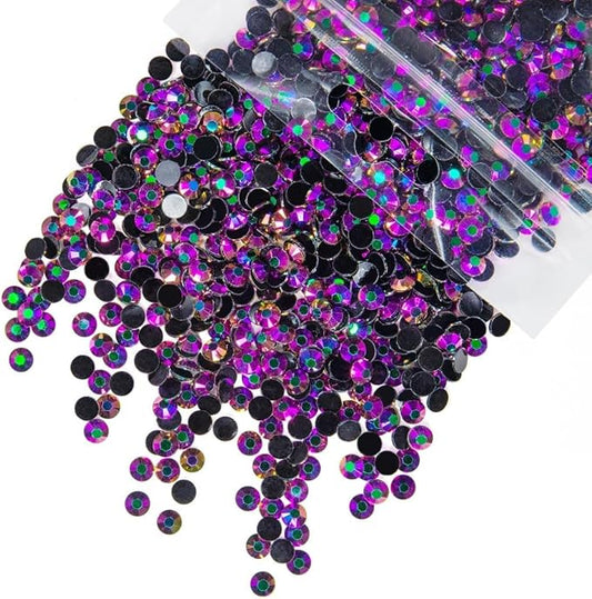 10000PCS 2mm Vibrant Purple AB Resin Rhinestones for Crafting SS6 Flatback Jelly Stones Bulk Colorful Rose AB Diamonds Gems Charms for Nails Face Eyes Makeup Tumblers Bottles DIY Crafts Clothes
