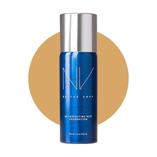 NV BB Perfecting Mist Foundation Buildable Coverage Professional Airbrush Makeup with Plant-based Stem Cell Polypeptides, Vitamins A, D, E and Aloe, 1.5 ounces, Warm Honey