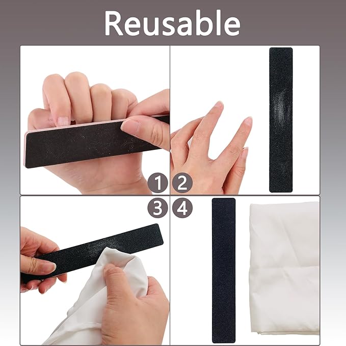 10 Pack 100/180 Grit Nail Files, Black Professional Reusable Emery Boards Manicure Tool for Acrylic Nails, Nail Buffering Files, Rectangle Shape