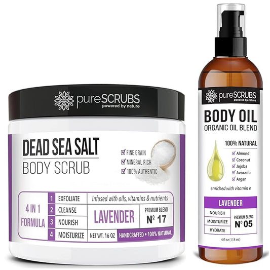 pureSCRUBS Lavender Body Scrub + Lavender Body Oil Bundle