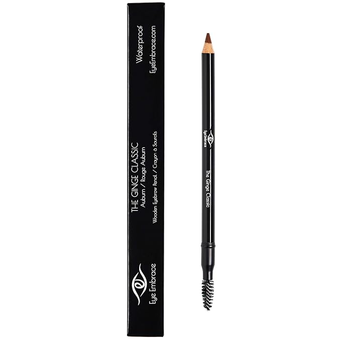 Eye Embrace The Ginge Classic: Auburn Red Wooden Eyebrow Pencil – Waterproof, Double-Ended Pencil with Sharpener & Spoolie Brush, Cruelty-Free