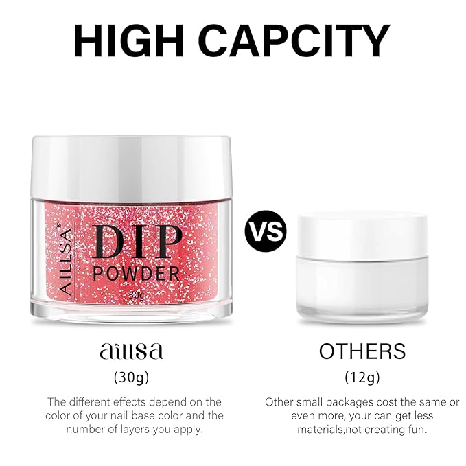 AILLSA Nail Dip Powder Glitter Red Burgundy Dipping Powders Colors for DIY Manicure Salon at Home Easy to Use Gel Dip Powder(1 Oz)