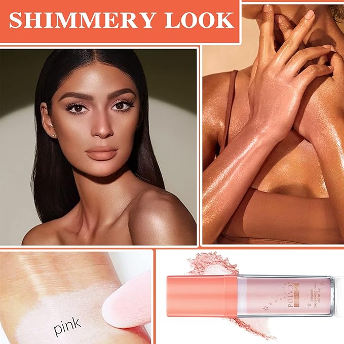 Polvo De Hadas,Body Face Glitter Highlighter Powder Stick,Face High Gloss Natural Three-dimensional Face Blusher Sparkle Fairy Highlight Patting Powder Smooth Highlight Makeup Stick Pink