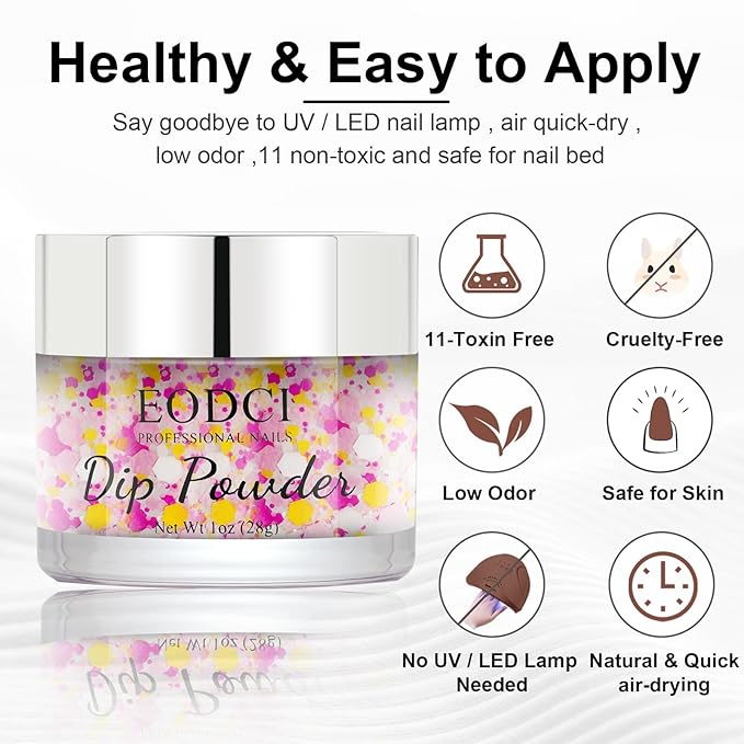 Glitter Dipping Powder, Sprinkle On Glitter Collection - Hot Pink Dip powder - No Needed UV Lamp - Long Lasting 14 Days Dip Colors - Nail Color for Professionals & At-Home DIY 1oz
