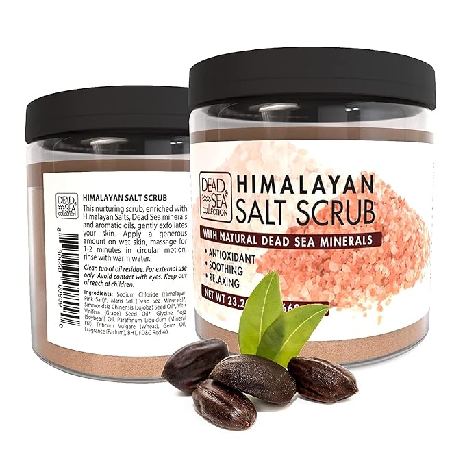 Dead Sea Collection Salt Body Scrub - Large 23.28 OZ - with Himalayan Salt and Dead Sea Collection Eucalyptus Salt Body Scrub - Large 23.28 OZ - Bundle