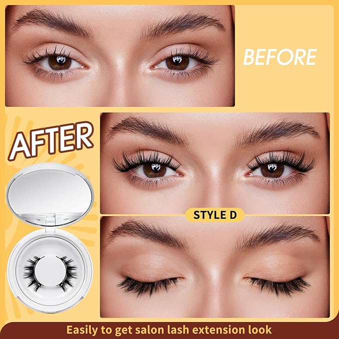 QUEWEL Magnetic Eyelashes 2 Pair Reusable Magnetic Eyelashes with Applicator No Glue Needed Eyelashes Natural Look Lash Clusters Kit Easy to Wear and Remove(B+D01)