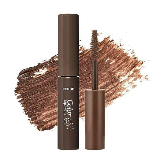ETUDE Color My Brows - Rich Brown (4.5g) | Beeswax & Carnauba Wax | Eyebrow Mascara, Quickly Fixing Natural Eyebrow Makeup with Care Effect | Korean Makeup, Kbeauty