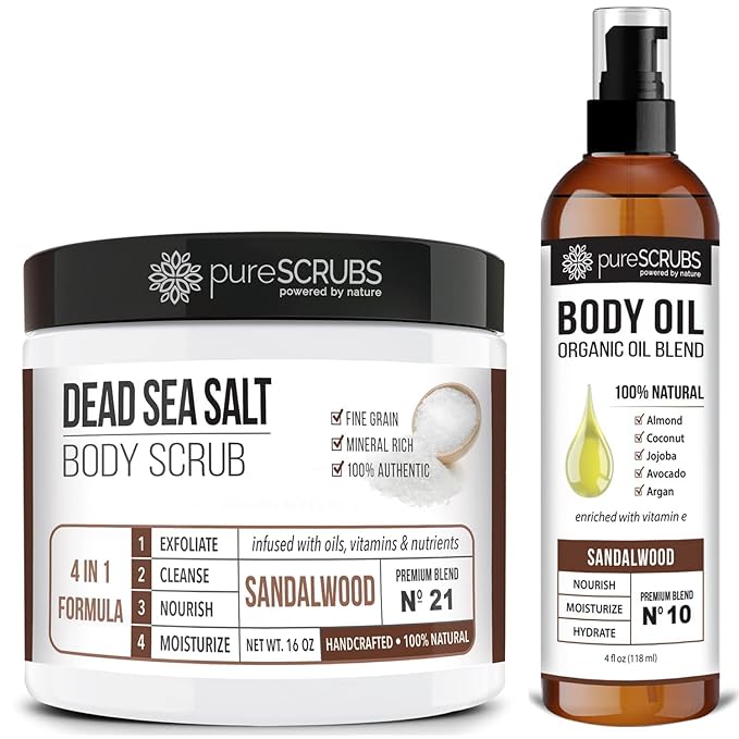 pureSCRUBS Sandalwood Body Scrub + Sandalwood Body Oil Bundle