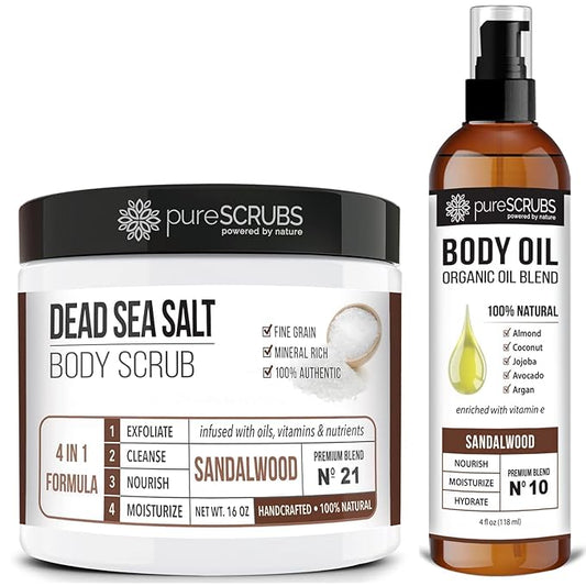 pureSCRUBS Sandalwood Body Scrub + Sandalwood Body Oil Bundle
