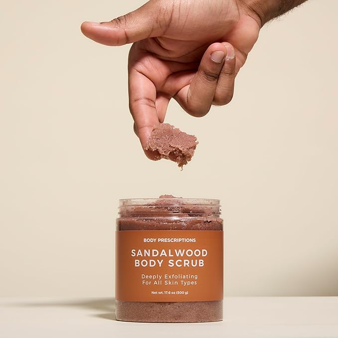 Body Prescription Deep Exfoliating Body Scrub - Cruelty-Free Formula for All Skin Types, 17.64 Ounce (Pack of 1), Sandalwood