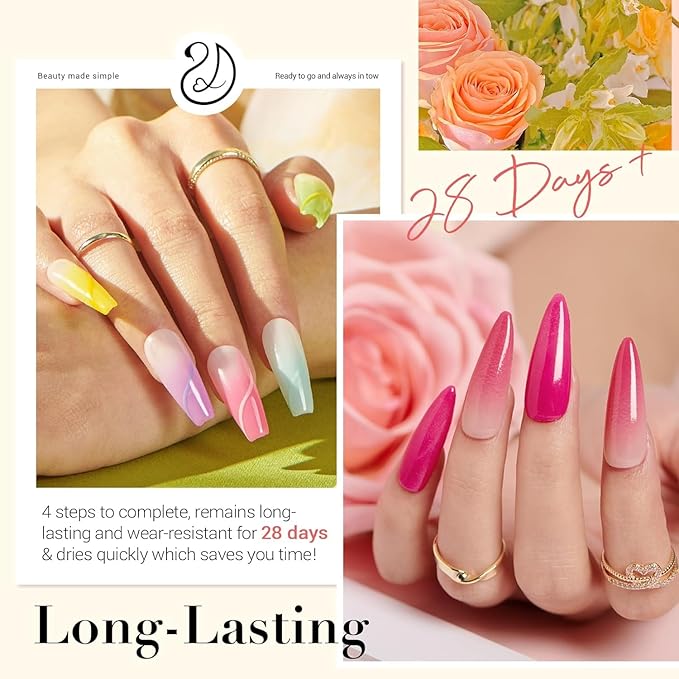 AZUREBEAUTY 42Pcs Dip Powder Nail Kit Starter, 32 Colors Spring Rainbow Bright Pink Red Green Acrylic Dipping Powder Set with Top/Base Coat Activator for French Art Manicure DIY Salon Gift