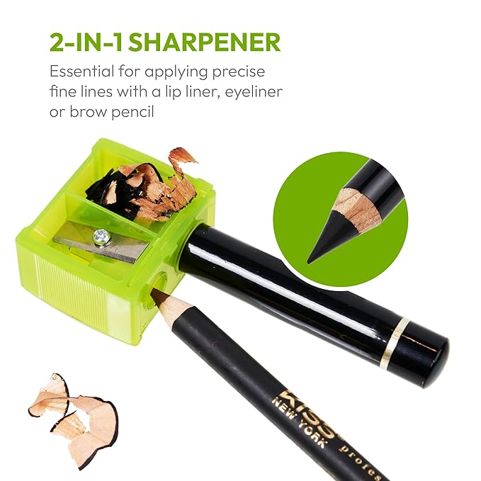 Professional Duo Pencil Sharpener, Convenient, Essential Tool for Eye liner, Lip liner, Sharpens, Easy To Clean, Compact (Sharpener)