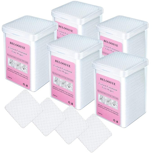 1000 PCS Eyelash Extension Glue Wipes,Lint Free Nail Wipes,Super Absorbent Soft Non-woven Fabric Adhesive Nail Polish Remover Wipe, Glue Wiping Cloth for Lash Extension Supplies and Nail Polish Bottle