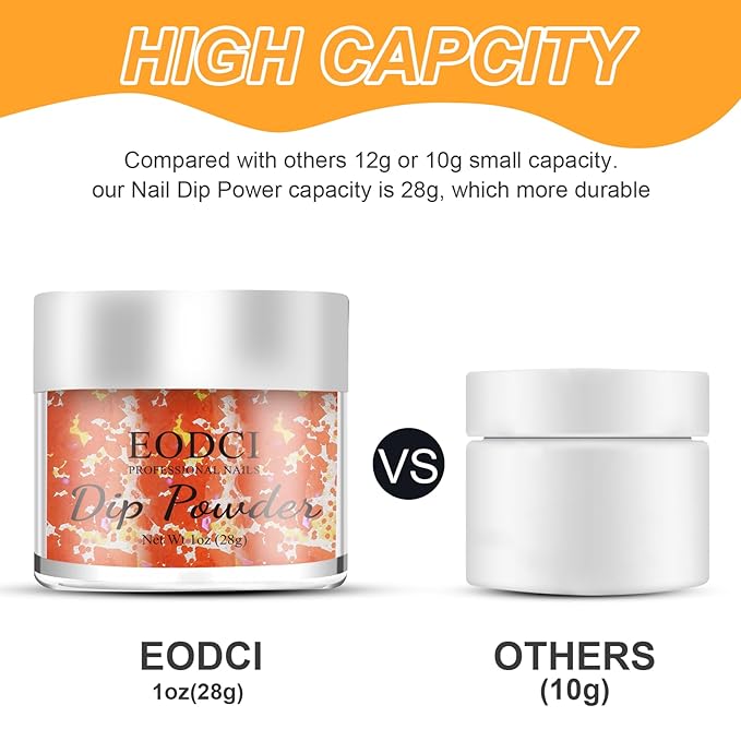 Nail Dip Dipping Powder,1 Oz/28g Dopamine Glitter Orange Color Dipping Powder French Nails Art Starter Manicure DIY Salon Home Gift for Women,No Need Nail Lamp Cured