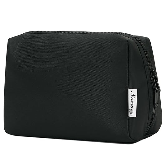 Narweyc Travel Cosmetic Bag Organizer Toiletry Bag Make Up Bags with Compartments for Women Girls (Large, Black)