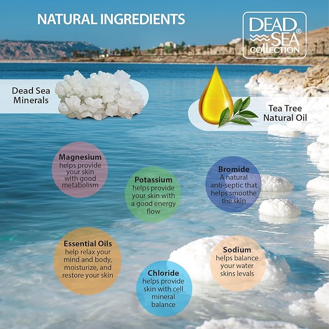 Bundle-Dead Sea Collection Salt Body Scrub -2 X Large 23.28 OZ - Salt Body Scrub Tea Tree + Salt Body Scrub Argan- Exfoliating Effect - Includes Organic Essential Oils and Natural Dead Sea Minerals