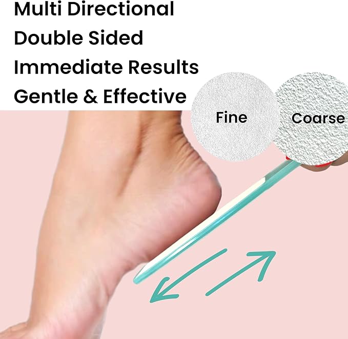 1 ALAZCO Double Sided Foot File Pumice Ergonomic Handle Scrubber Immediate Result Smooth Feet Heel Scraper Exfoliate Buffer Dead Skin Callus Corn Emery Fine & Coarse Pedicure Tool