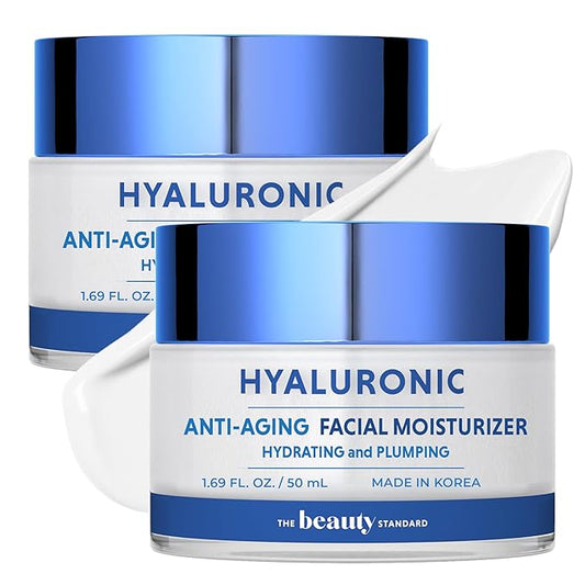 Hyaluronic Acid Daily Face Moisturizer - Long-lasting Hydration, Anti-Aging, Skin Firming - Dermatologist Tested, Korean Skin Care - 1.69 fl. oz