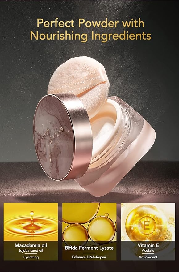 HEXZE Loose Setting Powder, Face Powder Makeup & Finishing Powder for Light, Medium & Tan Skin Tones, Mattifying Finish and Shine Control Transparent white