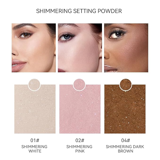 Oil Control Loose Powder, Translucent Setting Powder, Long-Lasting Shimmer, Lightweight Face Powder for Women, Polvo Traslúcido Maquillaje (01#, 1pc)