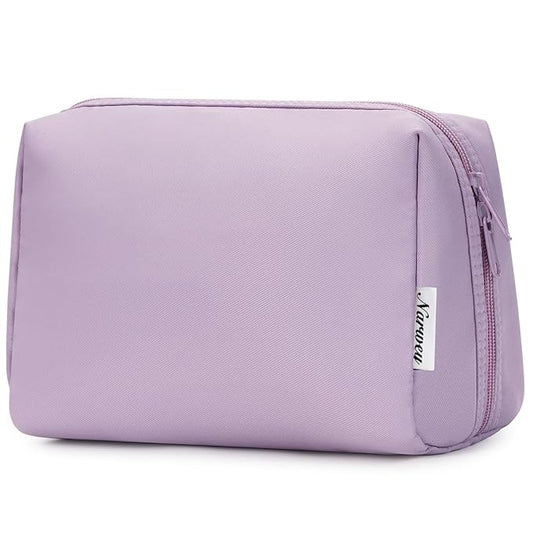 Narwey Cute Makeup Bag Travel Cosmetic Bag Organizer Toiletry Bag Make Up Bags with Compartments for Women Girls (Large, Purple)