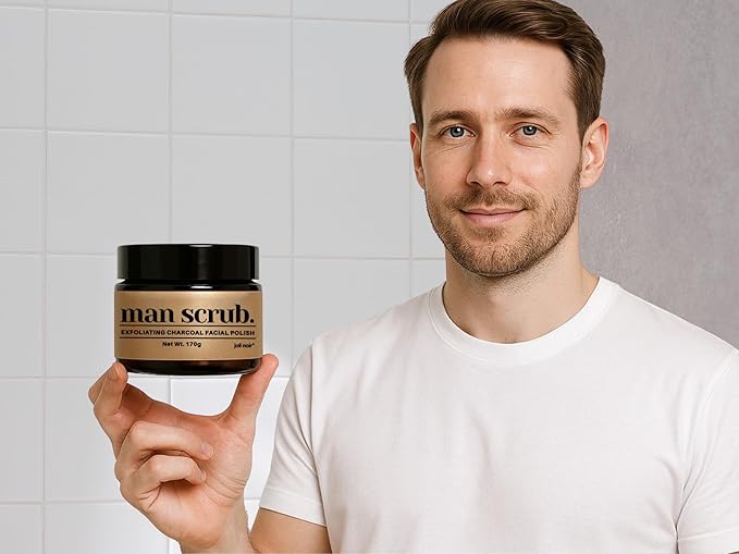 Joli Noir - Face Scrub For Men - Fight Acne, Detox & Exfoliate Rough, Dull Skin - Exfoliating Face Polish Sugar Scrub With Activated Charcoal