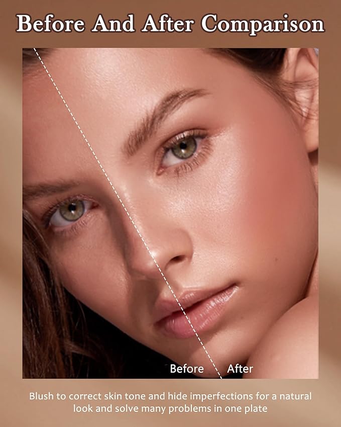 Matte Blush Powder Palette-2Colors Cruelty-Free Buildable Facial Cheek Blusher Pressed Powder Light Luxury Blush Contour Palette for Face,Longlasting Makeup Palette,Women's Day Gift for Women-04
