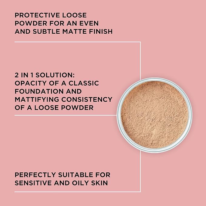 ARTDECO Mineral Powder Foundation - honey – loose setting powder for a smooth & matte finish - medium coverage - perfect for sensitive & oily skin - makeup with zinc & magnesium - vegan - 0.53 Oz