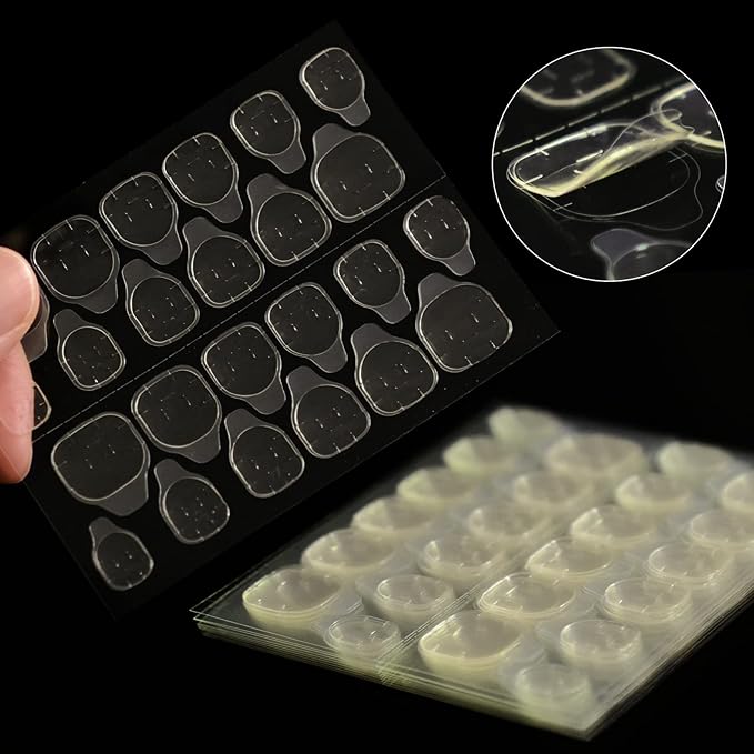 10 Sheets (240pcs) Doubld Side Jelly Glue Stickers for Press on Nails Adhesive Tabs Sticky, Breathable Transparent Tabs Glue Flexible for Acrylic False Nails Tape - Yellow