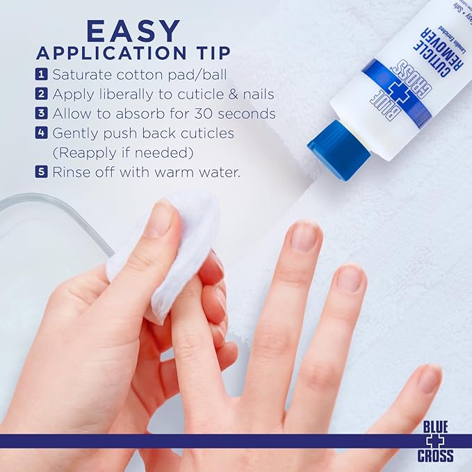 Blue Cross Cuticle Remover Liquid, Cuticle Softener for Nails, Professional Nail Care with Lanolin for Brittle Hang Nails, Hydrating, Moisturizing, Dry Cuticles, Made in USA, 6oz