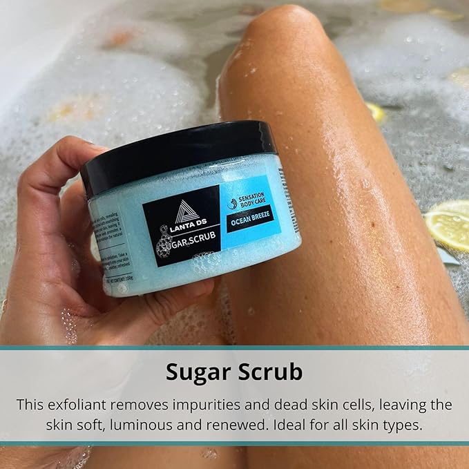 LANTA DS- 4 in 1 Shower Wellness Set - Silicone Body Scrubber/Sugar Scrub/Himalayan Salt Scrub/Body Butter/Exfoliating Pack - All Skin Types - Self Care Shower Brush