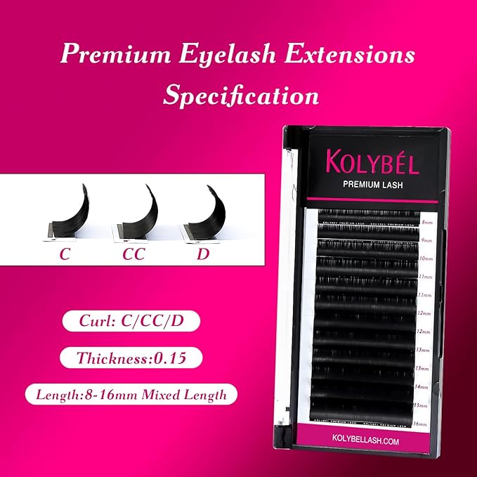Premium Eyelash Extensions 0.15 C Curl 13mm Single Tray Premium Individual Lash Extensions, Silk Volume & Classic Lashes Soft Matte Dark Professional Eyelashes Extension Salon Use(0.15-C-13mm)