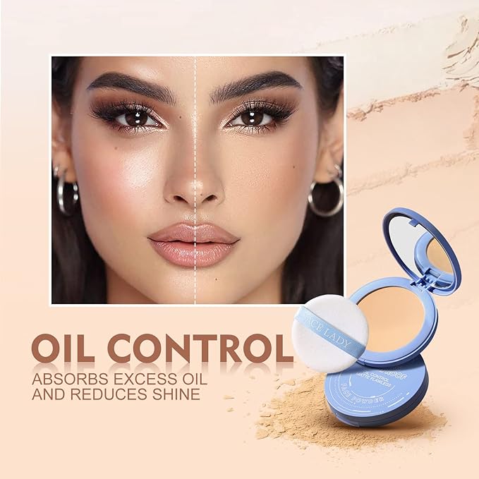 SACE LADY Full Cover Liquid Concealer and Face Pressed Compact Powder Makeup Set, Flawless Lasting Oil Control Face Makeup Kit 2Pcs
