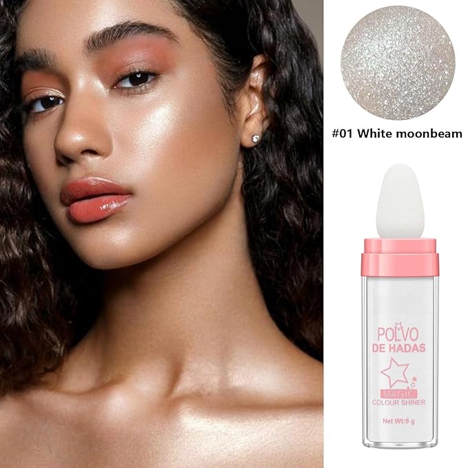 Polvo De Hadas 3 Pack Fairy Dust Highlight Patting Powder for Face, Eye, and Full Body Contouring, Halloween Sparkling Body Glitter Powder